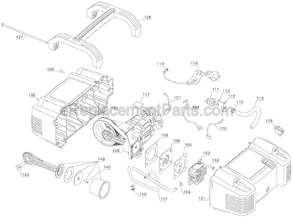 Page B Diagram and Parts List for C6001  Porter Cable Compressor